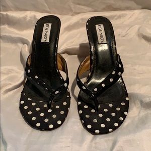 Gently worn with a little fraying polka dot slides
